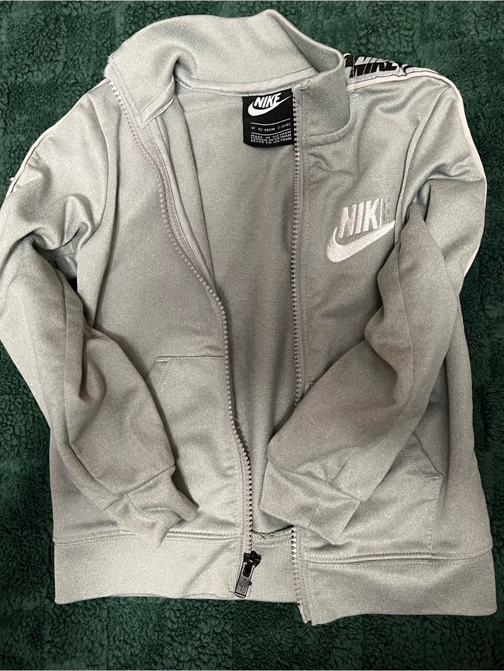 Nike Kids Silver Gray Full-Zip Athletic Jacket